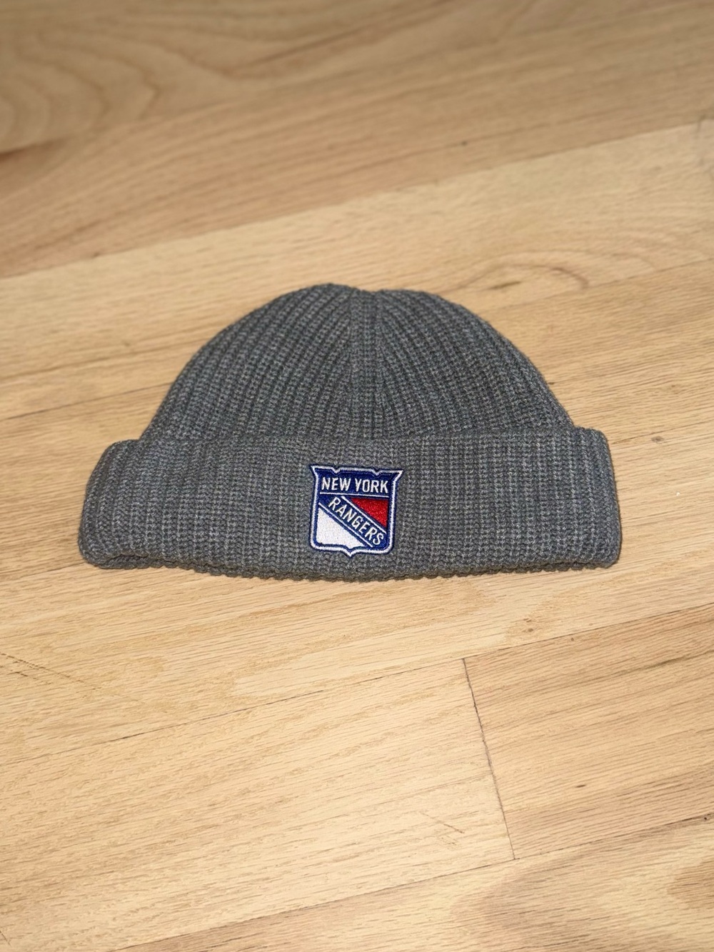 Kith Gray Ribbed Knit Beanie with NHL Patch
